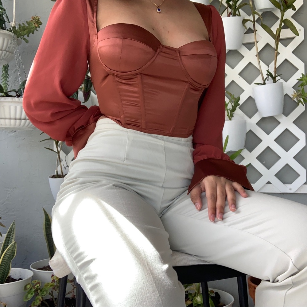 Mauve Bustier Long sleeve Top